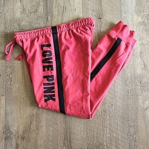 Victoria’s Secret PINK Red Orange Black Logo Women’s Sleep Pants Joggers Medium